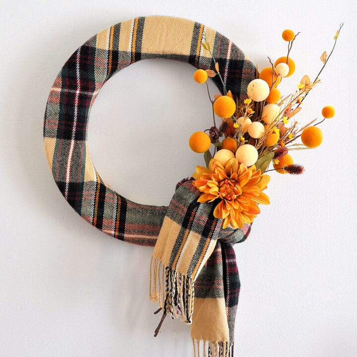 Image for Stunning Cozy Fall Plaid Scarf Wreath