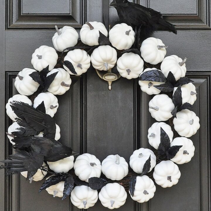Image for White Pumpkin Wreath for Fall to Halloween