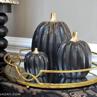 Image for Enchanted Black Beaded Painted Pumpkins