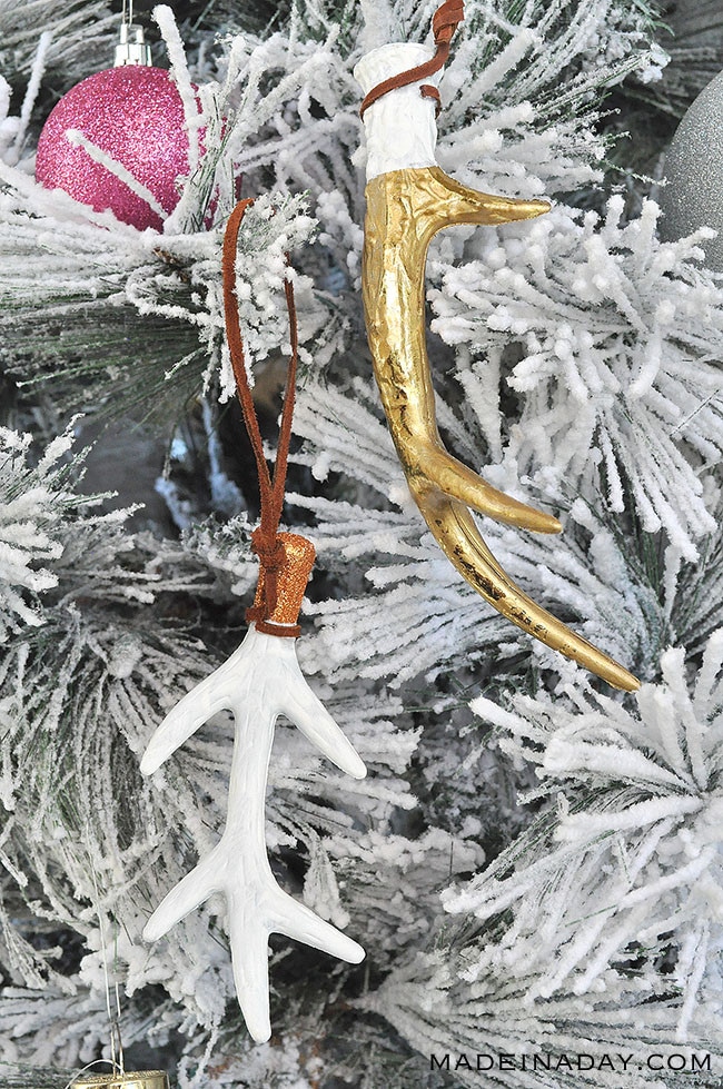 Gorgeous Antler Tree Ornaments Using Floral Picks