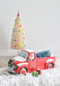 Festive Pom Pom Frosted Bottle Brush Tree