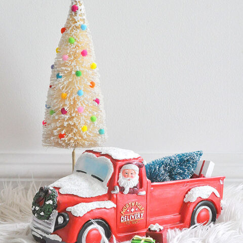 Image for Festive Pom Pom Frosted Bottle Brush Tree