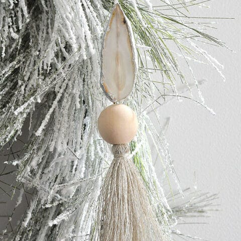 Wood Bead Agate Geode Tassel Ornament