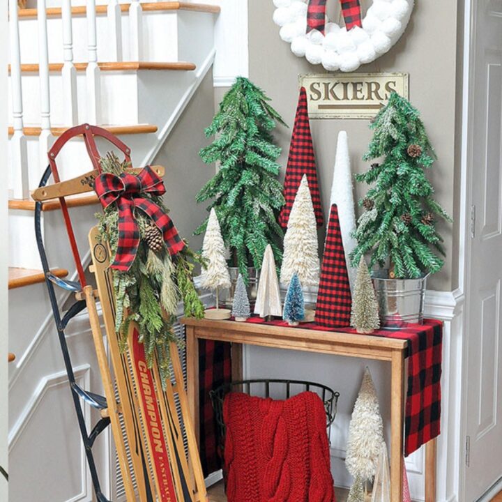 Image for Adorable Buffalo Plaid Christmas Forest Entryway
