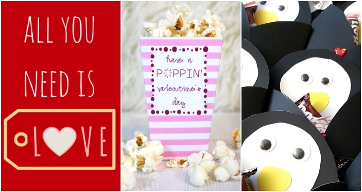 all you need is love valentine, popcorn valentine, penquin valentines