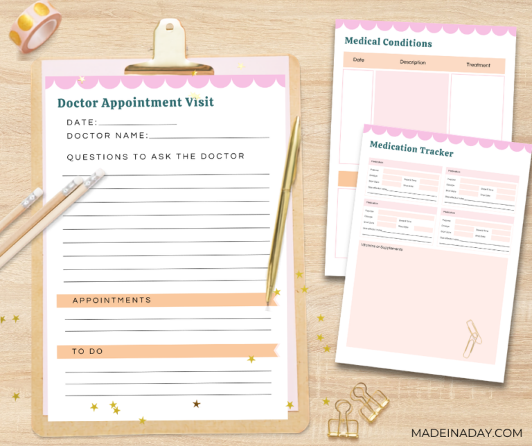 Printable Doctor Visit Medical Planner