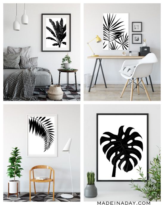 Black And White Palm Leaf Wall Art Printables Made In A Day