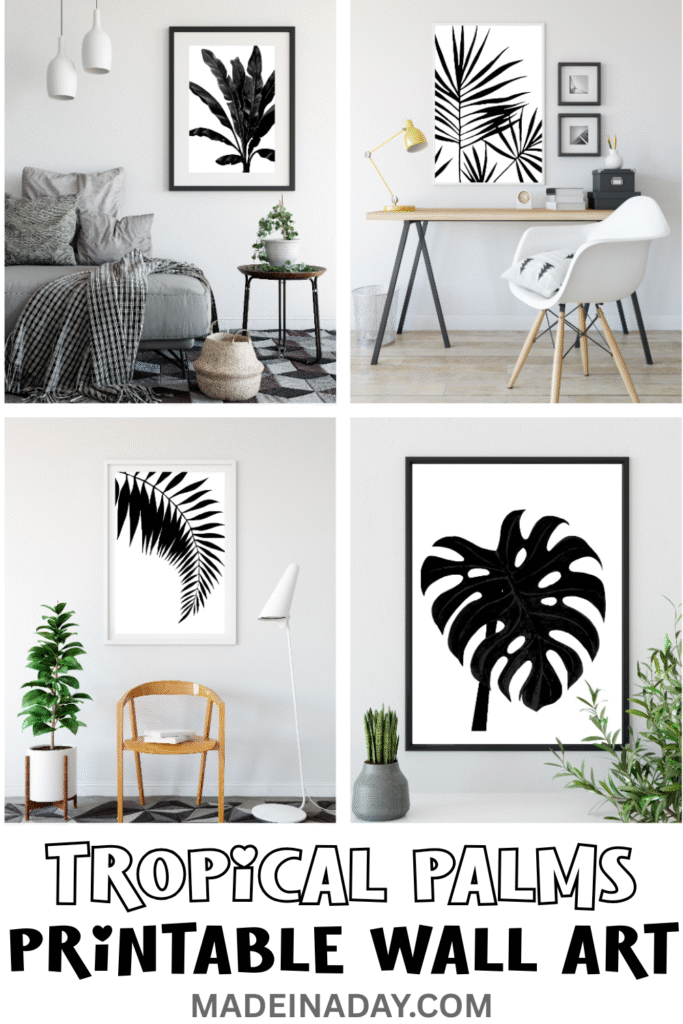 Black and White Tropical Palms Prints Set