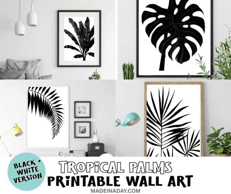 Black and White Tropical Palms Prints