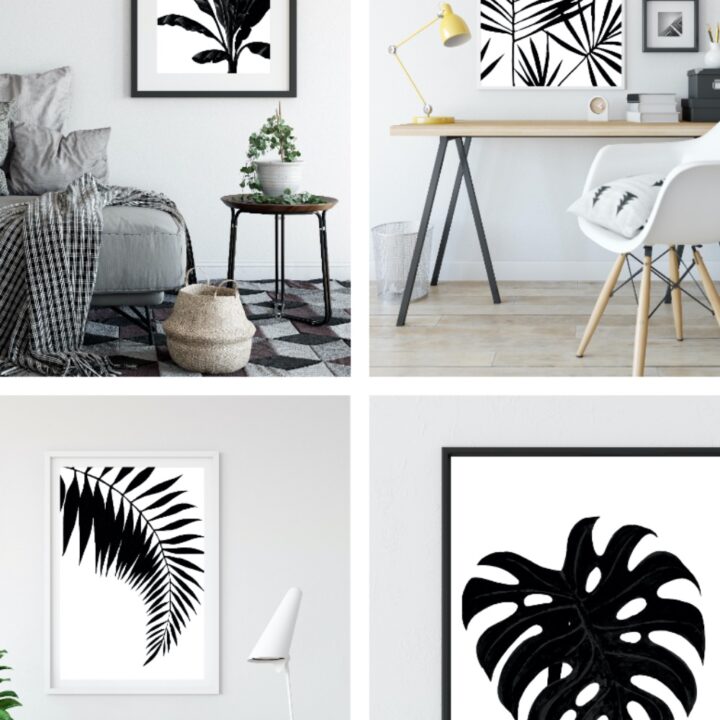 Image for Black and White Palm Leaf Wall Art Printables
