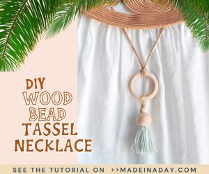 Wood Bead Tassel Hoop Necklace