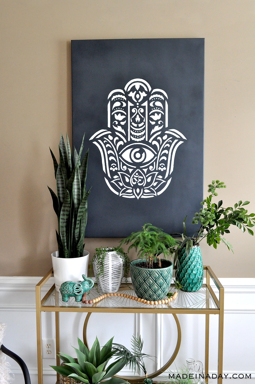 How To Make Hamsa Palm Mandala Wall Art Using A Stencil Made In A Day