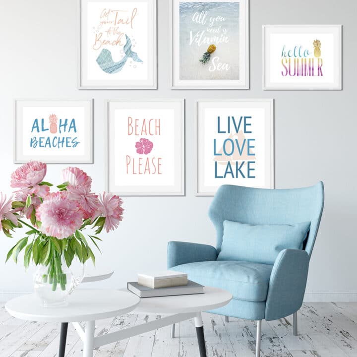 Image for 6 Trendy Summer  Sayings Wall Art Prints