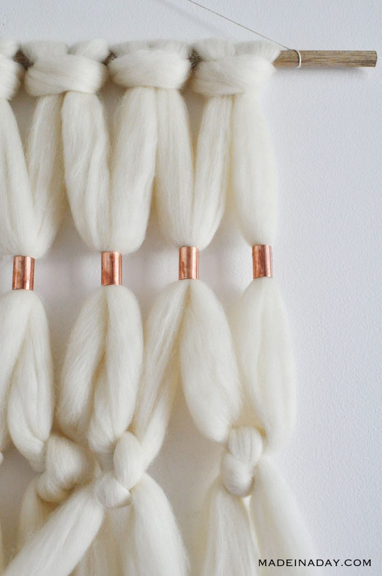 DIY Copper Wool Roving Macrame Wall Hanging Made In A Day