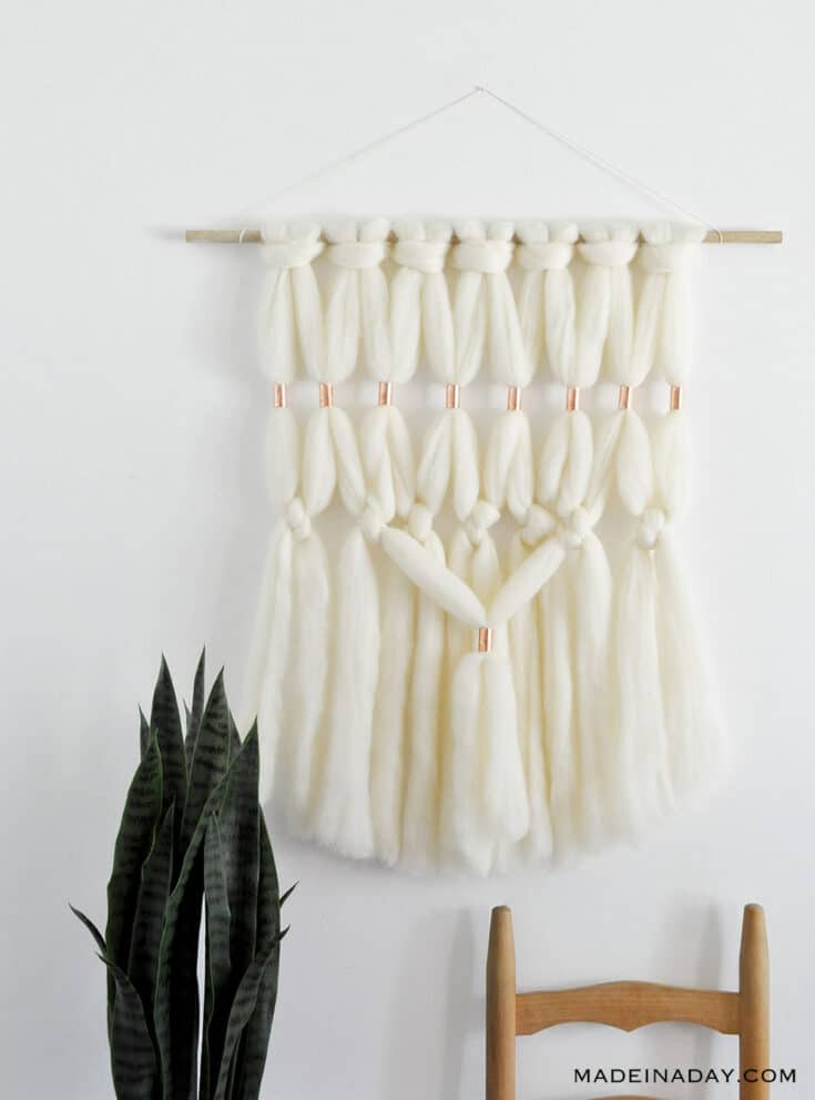 DIY Copper Wool Roving Macrame Wall Hanging Made In A Day