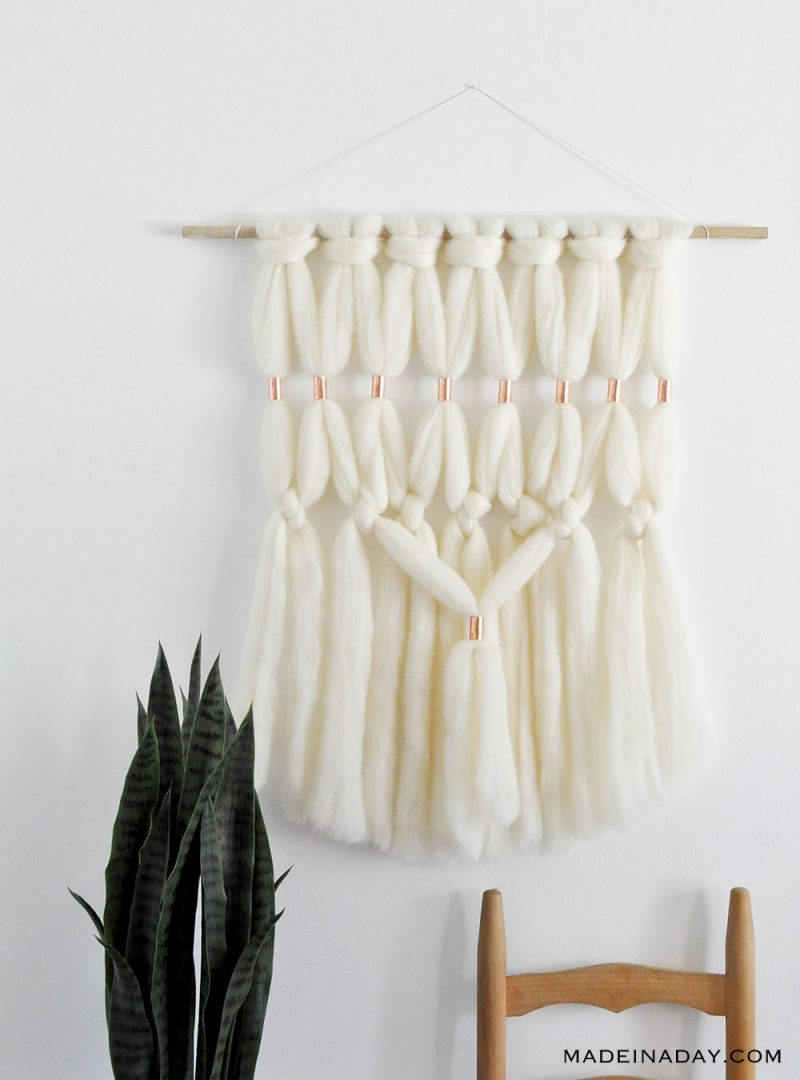 DIY Copper Wool Roving Macrame Wall Hanging Made In A Day