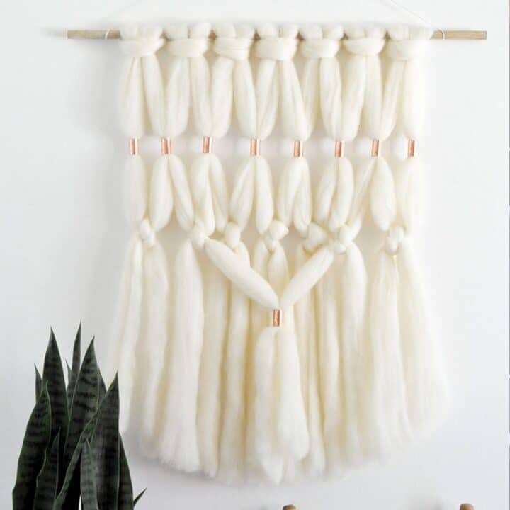 Image for Gorgeous DIY Copper Wool Roving Macrame Wall Hanging