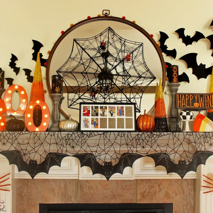 Image for Halloween Mantel Decor: Pumpkins and Spiders and Bats! Oh My!