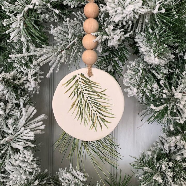 Image for Simple Evergreen Sprig Polymer Clay Ornament