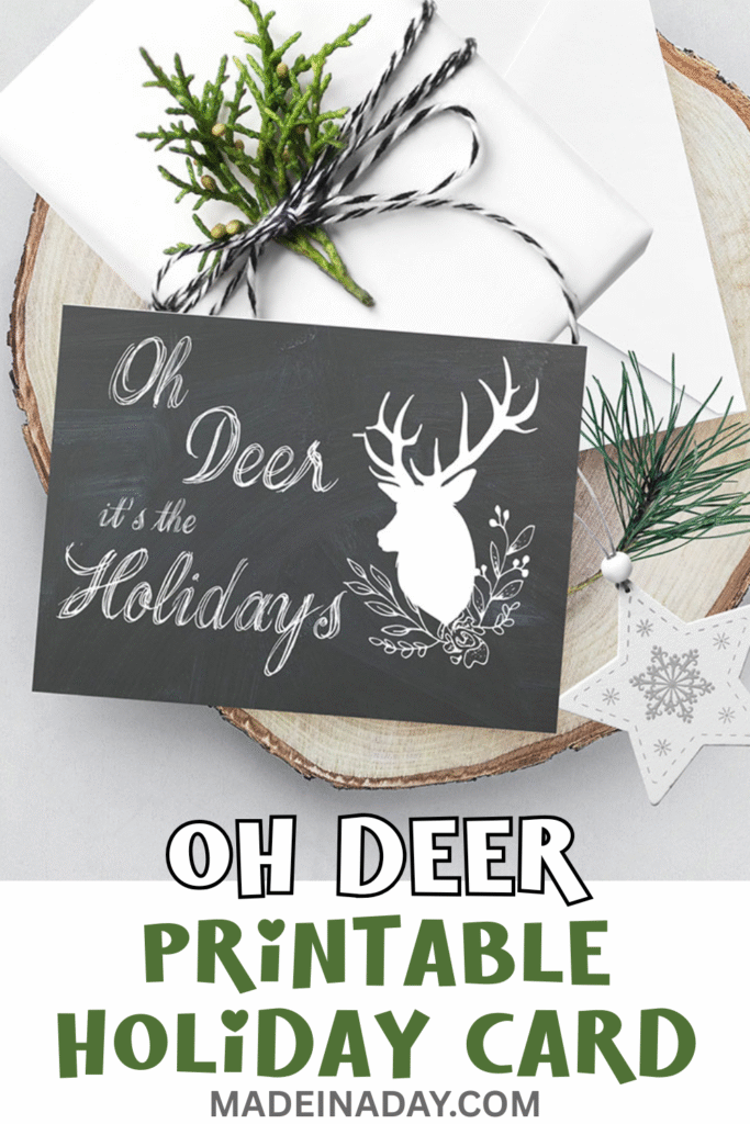 Foldable Oh Deer Printable Holiday Card