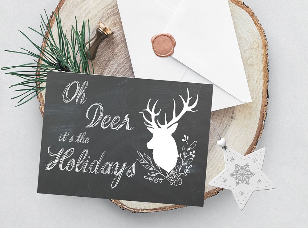 Adorable Oh Deer Christmas Card Printables | Made In A Day