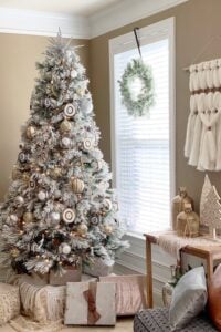 Snowy Eclectic Bohemian Style Christmas Tree