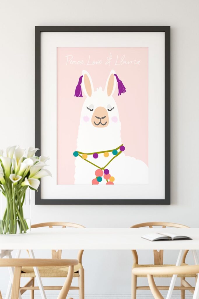 Peace Love and Llama Wall Art Prints