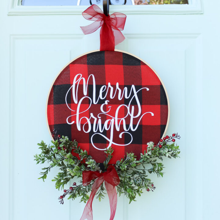 Image for DIY Christmas Buffalo Check Hoop Wreath