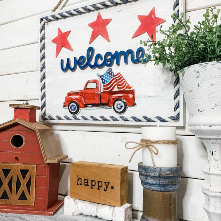 Image for DIY Red Truck 4th of July Sign