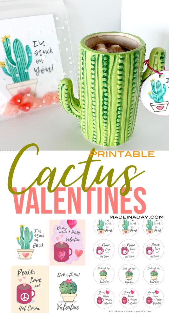 Cactus Valentine Card Printables | Made In A Day