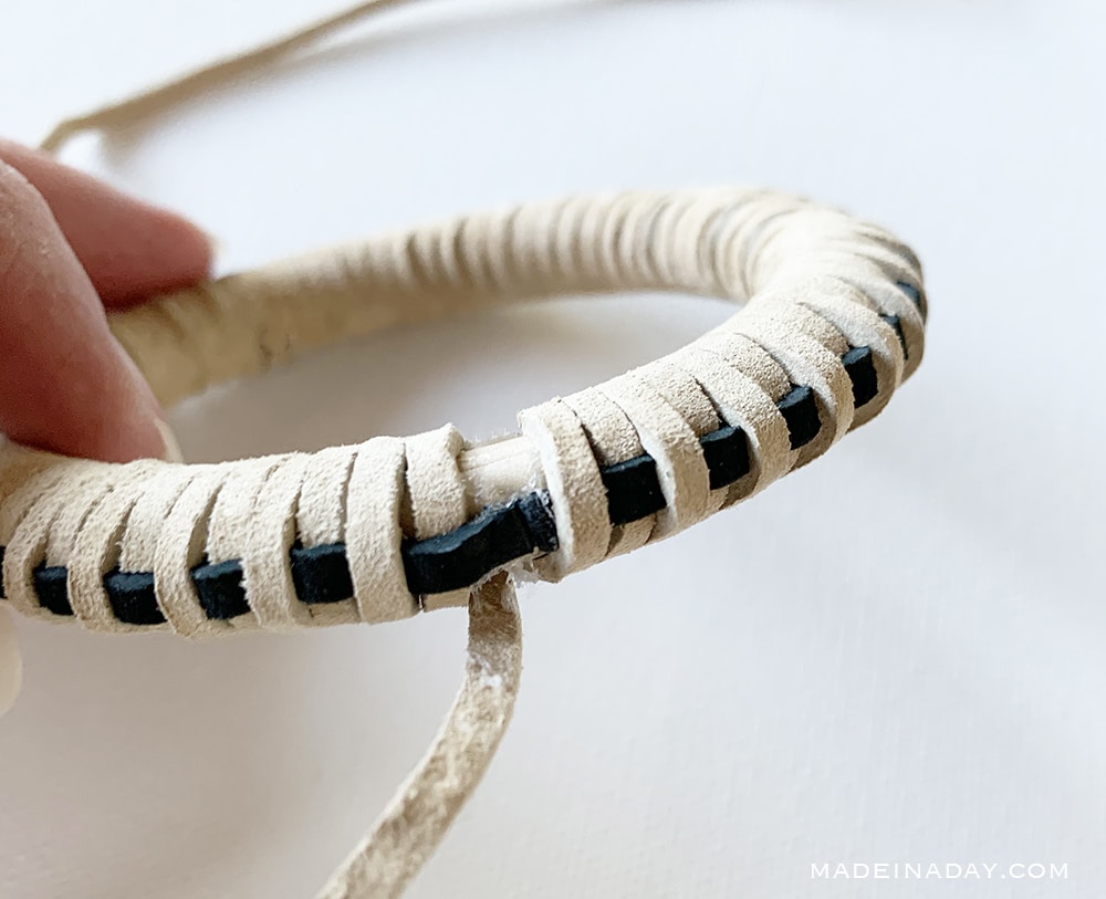 DIY Leather Wrapped Bangle Bracelet | Made In A Day