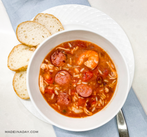 Simple Semi Homemade Jambalaya (Sausage, Chicken, and Shrimp)