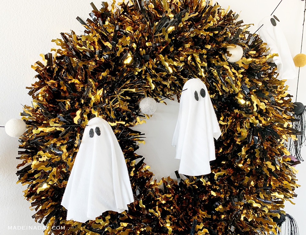 DIY ghost felt ball garland