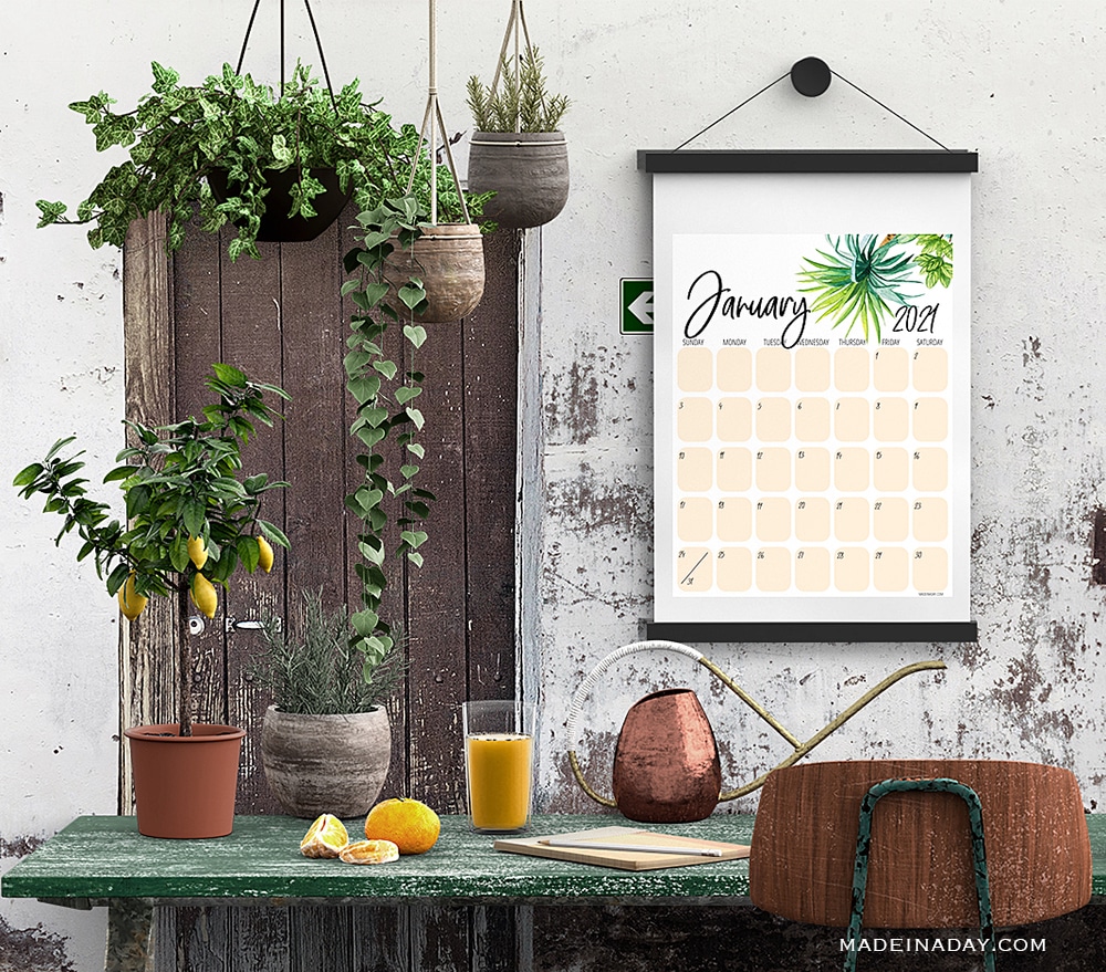 2021 Tropical Calendar Printables