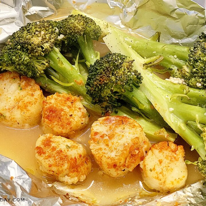 Easy Baked Broccoli and Scallops Foil Packets 7 Broccoli and Scallops Foil Packets