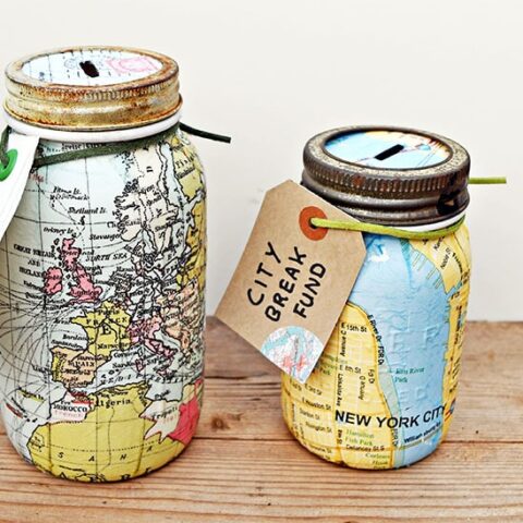 Image for Make A Unique Map Mason Jar Bank For A Wonderful Gift