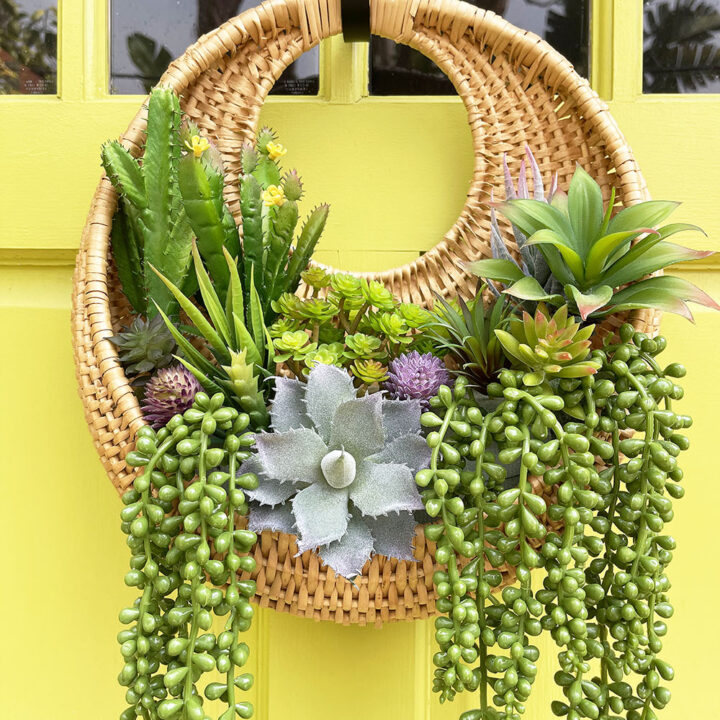 Rattan Succulent Wall Hanging Planter Wreath 24 Rattan Faux Succulent Wall Hanging Planter Wreath