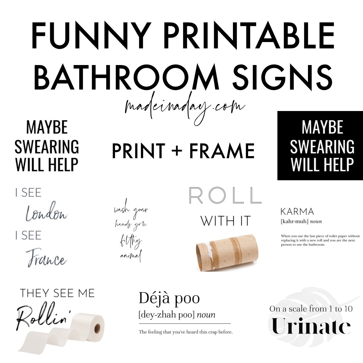 9 Stylish Free Funny Bathroom Printables