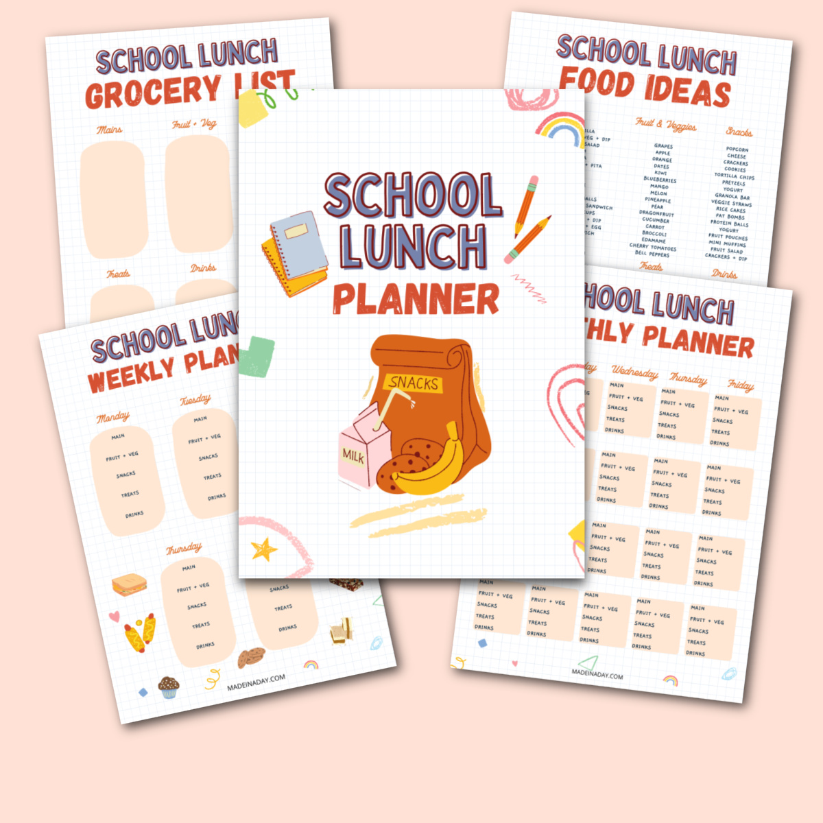 Kids School Lunch Planner Set