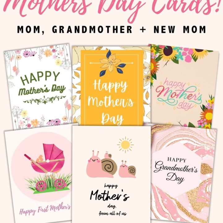 Image for Mothers Day Card Set (6) Printables for Mom