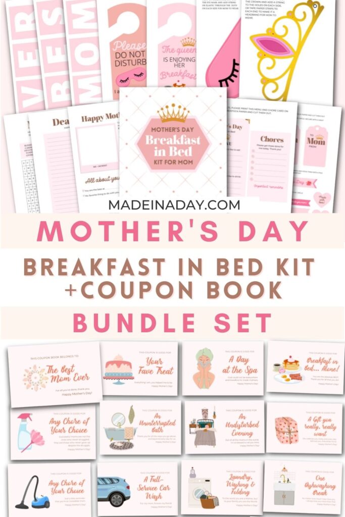 Mothers day breakfast coupon bundle set