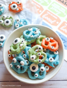 Creepy Monster Halloween Pretzels