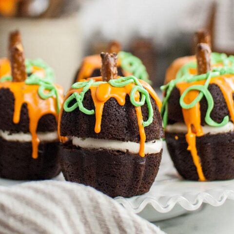 Image for Dark Chocolate Pumpkin Shaped Mini Bundt Cakes