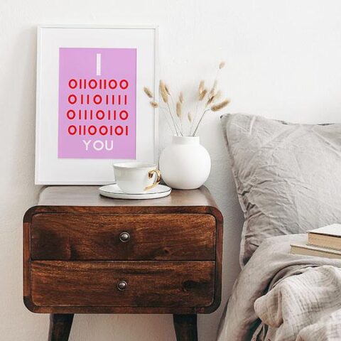 Image for Free Printable Valentine's Day Wall Art - Binary Love
