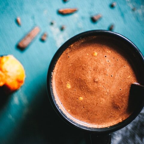 Image for Healthy Pumpkin Hot Chocolate Recipe (Vegan, Gluten-Free)