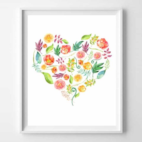 Image for floral heart free printables