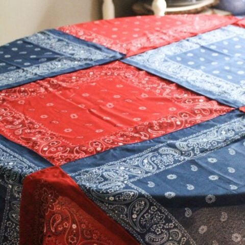 Image for How To Make A No-Sew Patriotic Tablecloth From Bandanas
