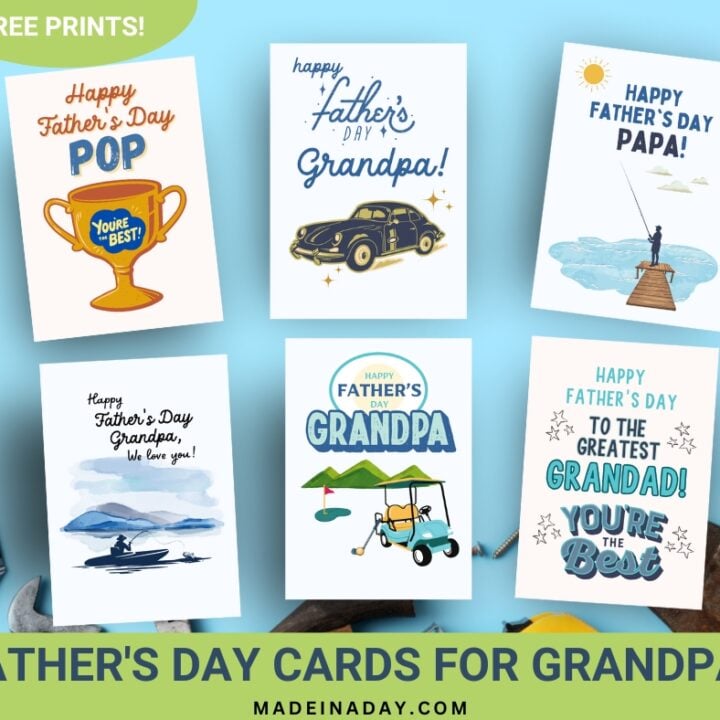 Image for Printable Grandad Fathers Day Card Set