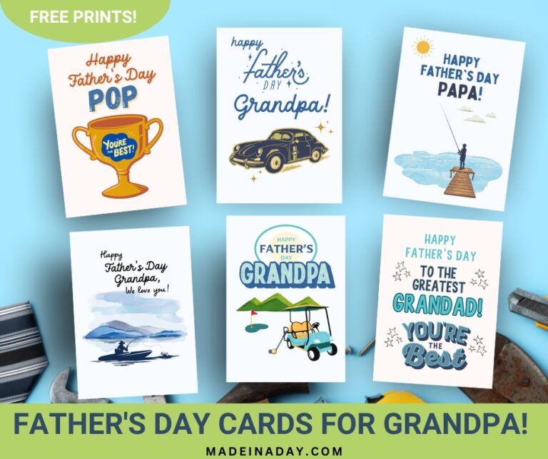 Printable Grandad Fathers Day Card Set
