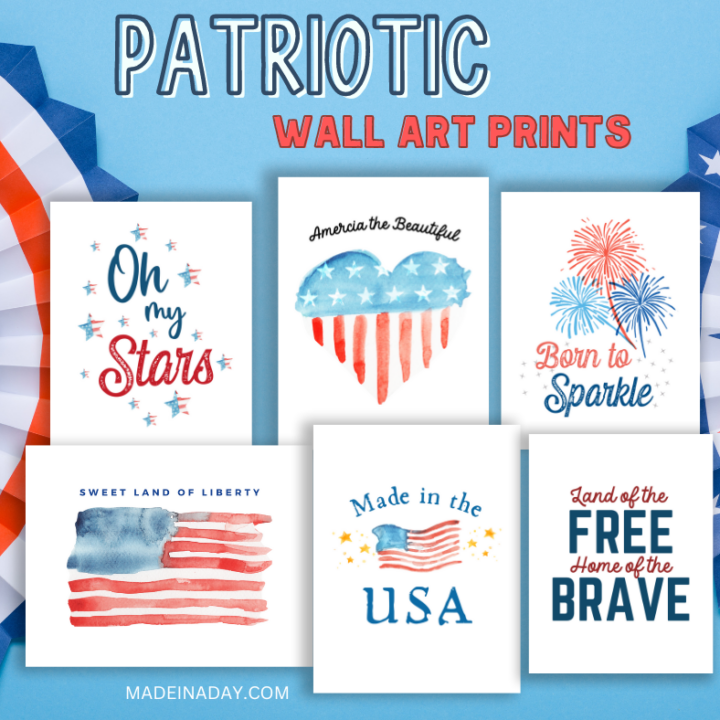 Image for Patriotic Wall Art Printable Set